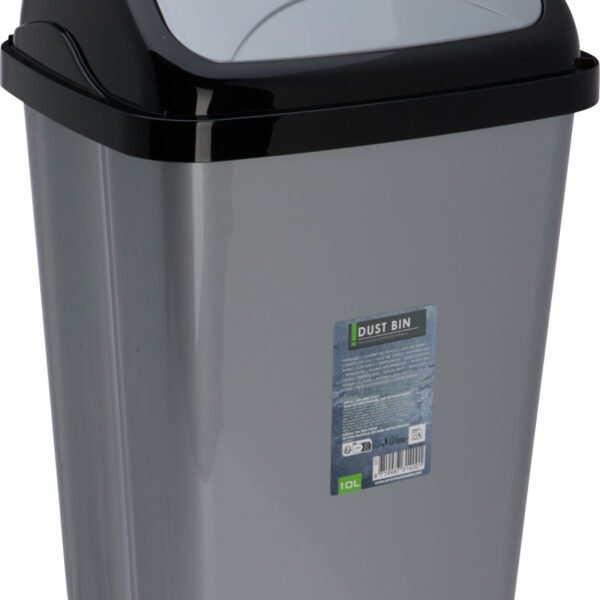 AFVALBAK 10LTR ZWART GRIJS