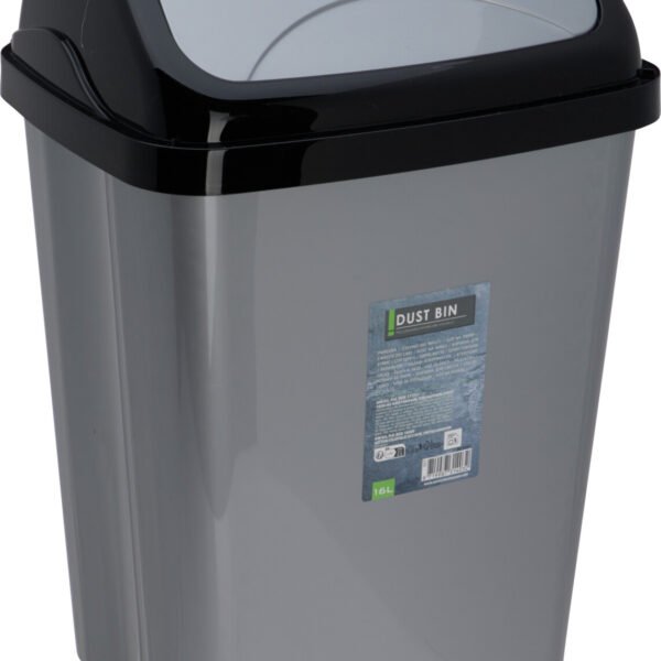 AFVALBAK 16LTR ZWART GRIJS